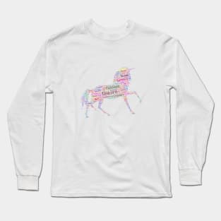 Unicorn Mystic Animal Horse Wildlife Text Word Cloud Long Sleeve T-Shirt